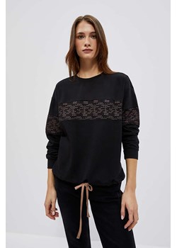 Czarna bluza damska dzianinowa z wiązaniem ze sklepu 5.10.15 w kategorii Bluzy damskie - zdjęcie 169693270
