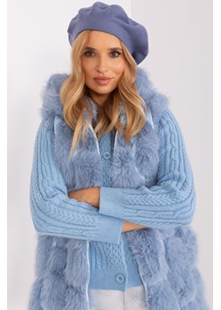 Szaro-niebieski beret z kaszmirem i bawełną ze sklepu 5.10.15 w kategorii Czapki zimowe damskie - zdjęcie 169693741
