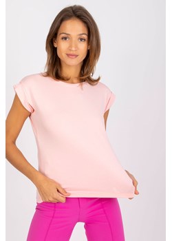 Łososiowy t-shirt z okrągłym dekoltem Revolution ze sklepu 5.10.15 w kategorii Bluzki damskie - zdjęcie 169693761