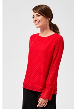 Czerwona bluzka z ozdobnymi rękawami ze sklepu 5.10.15 w kategorii Bluzki damskie - zdjęcie 169693780