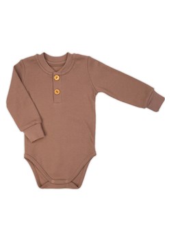 Brązowe body polo niemowlęce bawełniane z długim rękawem Benio ze sklepu 5.10.15 w kategorii Body niemowlęce - zdjęcie 169693871