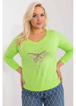 Bluzka plus size z błyszczącą aplikacją jasny zielony ze sklepu 5.10.15 w kategorii Bluzki damskie - zdjęcie 169694102