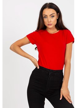 Czerwony gładki t-shirt plus size z bawełny ze sklepu 5.10.15 w kategorii Bluzki damskie - zdjęcie 169694290