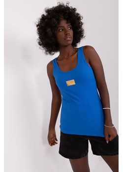 Ciemnoniebieski prążkowany top bez rękawów ze sklepu 5.10.15 w kategorii Bluzki damskie - zdjęcie 169694330