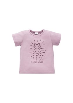 Różowy t-shirt dziewczęcy z kotem ze sklepu 5.10.15 w kategorii Bluzki dziewczęce - zdjęcie 169694372
