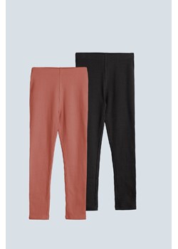 Prążkowane leginsy dziewczęce - czarne i brązowe - Limited Edition ze sklepu 5.10.15 w kategorii Spodnie dziewczęce - zdjęcie 169694404