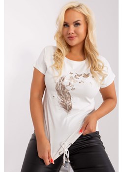 Ecru damska bluzka plus size z nadrukiem ze sklepu 5.10.15 w kategorii Bluzki damskie - zdjęcie 169694542