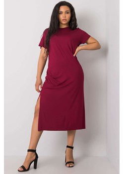 BASIC Sukienka dzianinowa z rozporkiem - bordowa ze sklepu 5.10.15 w kategorii Sukienki - zdjęcie 169694580