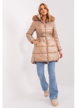 Pikowana kurtka zimowa z paskiem ciemny bezowy ze sklepu 5.10.15 w kategorii Kurtki damskie - zdjęcie 169694651