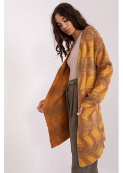 Ciemnożółty kardigan w geometryczne wzory ze sklepu 5.10.15 w kategorii Swetry damskie - zdjęcie 169694701