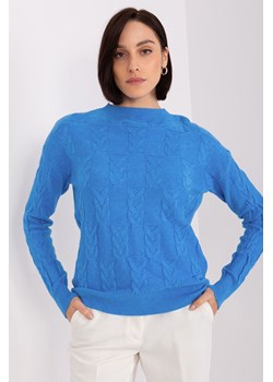 Niebieski sweter z warkoczami z dodatkiem wiskozy ze sklepu 5.10.15 w kategorii Swetry damskie - zdjęcie 169694741