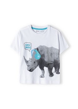 Biały t-shirt bawełniany dla niemowlaka z nadrukiem ze sklepu 5.10.15 w kategorii Koszulki niemowlęce - zdjęcie 169694874