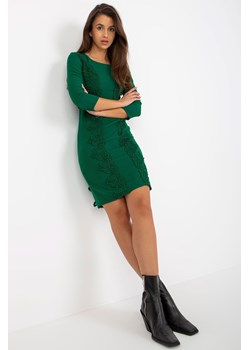 Ciemnozielona ołówkowa sukienka koktajlowa do kolana ze sklepu 5.10.15 w kategorii Sukienki - zdjęcie 169694882
