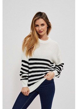 Damski ciepły sweter biały w czarne paski ze sklepu 5.10.15 w kategorii Swetry damskie - zdjęcie 169695001