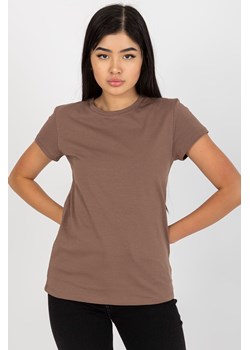 Brązowy t-shirt basic z okrągłym dekoltem Peachy ze sklepu 5.10.15 w kategorii Bluzki damskie - zdjęcie 169695152
