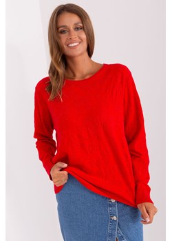 Czerwony sweter damski klasyczny z długim rękawem ze sklepu 5.10.15 w kategorii Swetry damskie - zdjęcie 169695330