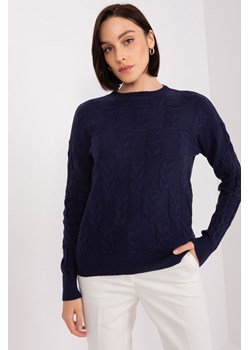 Sweter z warkoczami o luźnym kroju granatowy ze sklepu 5.10.15 w kategorii Swetry damskie - zdjęcie 169695410