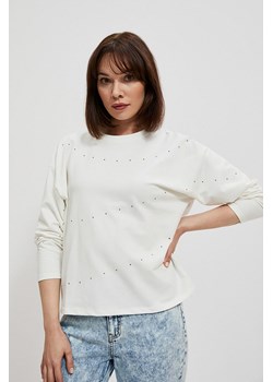 Bluza damska z ozdobnymi dżetami ecru ze sklepu 5.10.15 w kategorii Bluzy damskie - zdjęcie 169695433