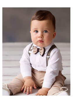 Elegancki zestaw HENRYK dla chłopca - koszulo-body + spodnie + szelki+ mucha ze sklepu 5.10.15 w kategorii Ubranka do chrztu - zdjęcie 169695800