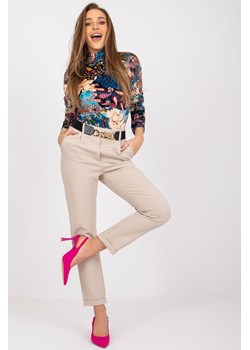 Spodnie damskie z gumką w pasie -  beżowe ze sklepu 5.10.15 w kategorii Spodnie damskie - zdjęcie 169695820