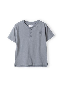 Szary t-shirt bawełniany basic dla niemowlaka z guzikami ze sklepu 5.10.15 w kategorii Koszulki niemowlęce - zdjęcie 169695870