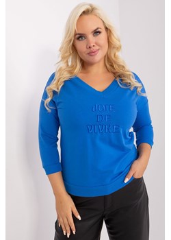 Bluzka plus size z dekoltem v z bawełny ciemny niebieski ze sklepu 5.10.15 w kategorii Bluzki damskie - zdjęcie 169695883