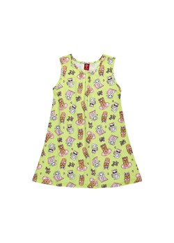 Limonkowa bawełniana sukienka dziewczęca z nadrukiem ze sklepu 5.10.15 w kategorii Sukienki dziewczęce - zdjęcie 169695944