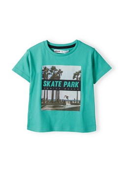Zielona koszulka bawełniania dla chłopca z nadrukiem ze sklepu 5.10.15 w kategorii T-shirty chłopięce - zdjęcie 169696212