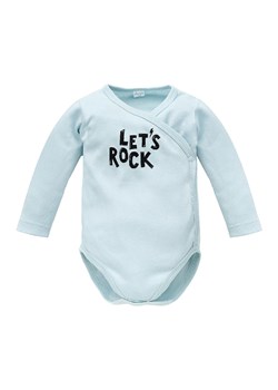 Bawełnane body kopertowe z długim rękawem Let's rock niebiesk4 ze sklepu 5.10.15 w kategorii Body niemowlęce - zdjęcie 169696271