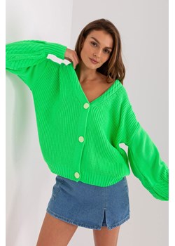 Fluo zielony sweter damski rozpinany z dużymi guzikami ze sklepu 5.10.15 w kategorii Swetry damskie - zdjęcie 169696364