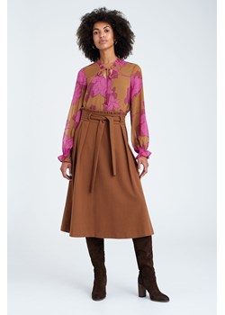 Brązowa spódnica damska wiązana w talii ze sklepu 5.10.15 w kategorii Spódnice - zdjęcie 169696412