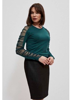 Zielona elegancka bluzka damska z transparentnymi rękawami ze sklepu 5.10.15 w kategorii Bluzki damskie - zdjęcie 169696730