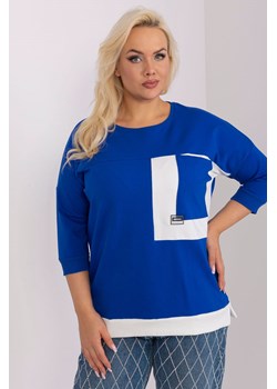 Damska bluzka plus size z bawełny kobaltowy ze sklepu 5.10.15 w kategorii Bluzki damskie - zdjęcie 169696760