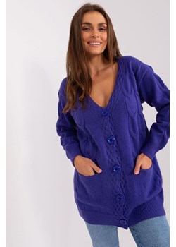 Fioletowy sweter rozpinany z dużymi guzikami ze sklepu 5.10.15 w kategorii Swetry damskie - zdjęcie 169697021