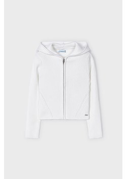 Biały sweter z kapturem dla dziewczynki Mayoral - biały ze sklepu 5.10.15 w kategorii Bluzy dziewczęce - zdjęcie 169697083