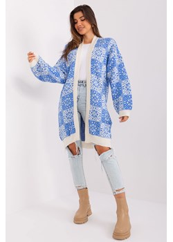 Niebiesko-ecru damski kardigan we wzory ze sklepu 5.10.15 w kategorii Swetry damskie - zdjęcie 169697312