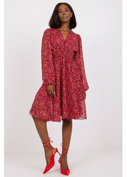 Bordowa sukienka midi z printami ZULUNA ze sklepu 5.10.15 w kategorii Sukienki - zdjęcie 169697473