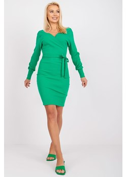 Sukienka z ozdobnym wiązaniem - zielona ze sklepu 5.10.15 w kategorii Sukienki - zdjęcie 169697503