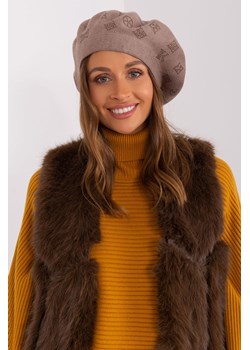 Damski beret z dzianiny ciemny bezowy ze sklepu 5.10.15 w kategorii Czapki zimowe damskie - zdjęcie 169697520