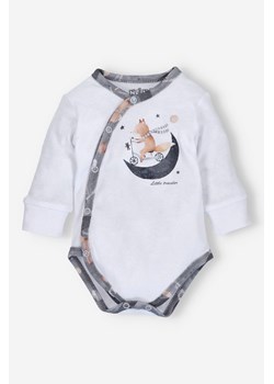 Body kopertowe SPACE TOUR z bawełny organicznej dla chłopca - białe ze sklepu 5.10.15 w kategorii Body niemowlęce - zdjęcie 169697532