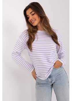 Biało-jasnofioletowy sweter oversize z wełną ze sklepu 5.10.15 w kategorii Swetry damskie - zdjęcie 169697553