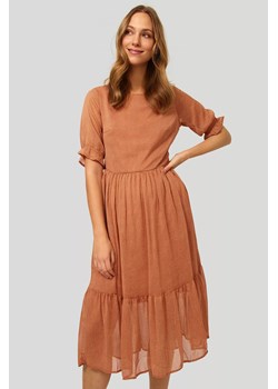 Letnia sukienka z ozdobnym dołem - pomarańczowa ze sklepu 5.10.15 w kategorii Sukienki - zdjęcie 169697740