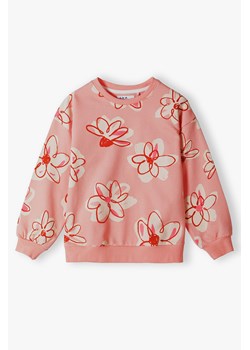 Bluza dresowa dziewczęca - różowa w kwiatki ze sklepu 5.10.15 w kategorii Bluzy dziewczęce - zdjęcie 169697913