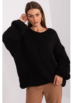 Sweter oversize z dzianiny czarny ze sklepu 5.10.15 w kategorii Swetry damskie - zdjęcie 169697943