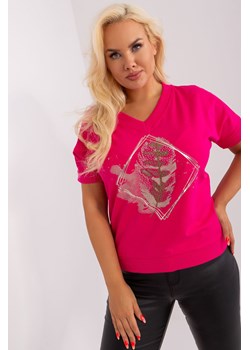 Fuksjowa damska bluzka plus size z aplikacją ze sklepu 5.10.15 w kategorii Bluzki damskie - zdjęcie 169698221