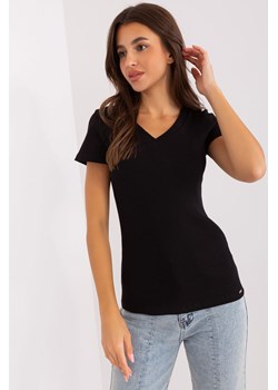 Czarna dopasowana bluzka basic z dekoltem V ze sklepu 5.10.15 w kategorii Bluzki damskie - zdjęcie 169698224
