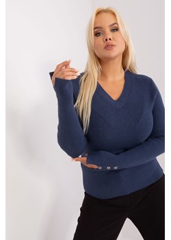 Granatowy sweter plus size z wiskozą ze sklepu 5.10.15 w kategorii Swetry damskie - zdjęcie 169698233