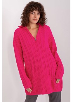 Fluo różowy damski sweter w warkocze ze sklepu 5.10.15 w kategorii Swetry damskie - zdjęcie 169698254