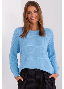Sweter damski klasyczny z długim rękawem jasny niebieski ze sklepu 5.10.15 w kategorii Swetry damskie - zdjęcie 169698380