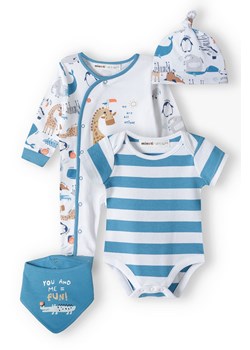 Komplet bawełniany niemowlęcy- rampers + body + czapka + śliniak ze sklepu 5.10.15 w kategorii Komplety niemowlęce - zdjęcie 169698480